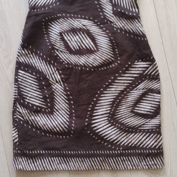 LINEN & WOODEN BEAD TRIM TRIBAL Printed Lined DRESS By SPENSE!! - Picture 4 of 6